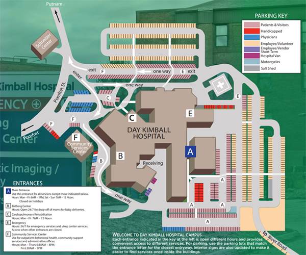 Campus Map and Parking Day Kimball Hospital Putnam CT